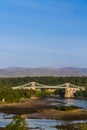 Menai Bridge, connecting Snowdonia and Anglesey Royalty Free Stock Photo